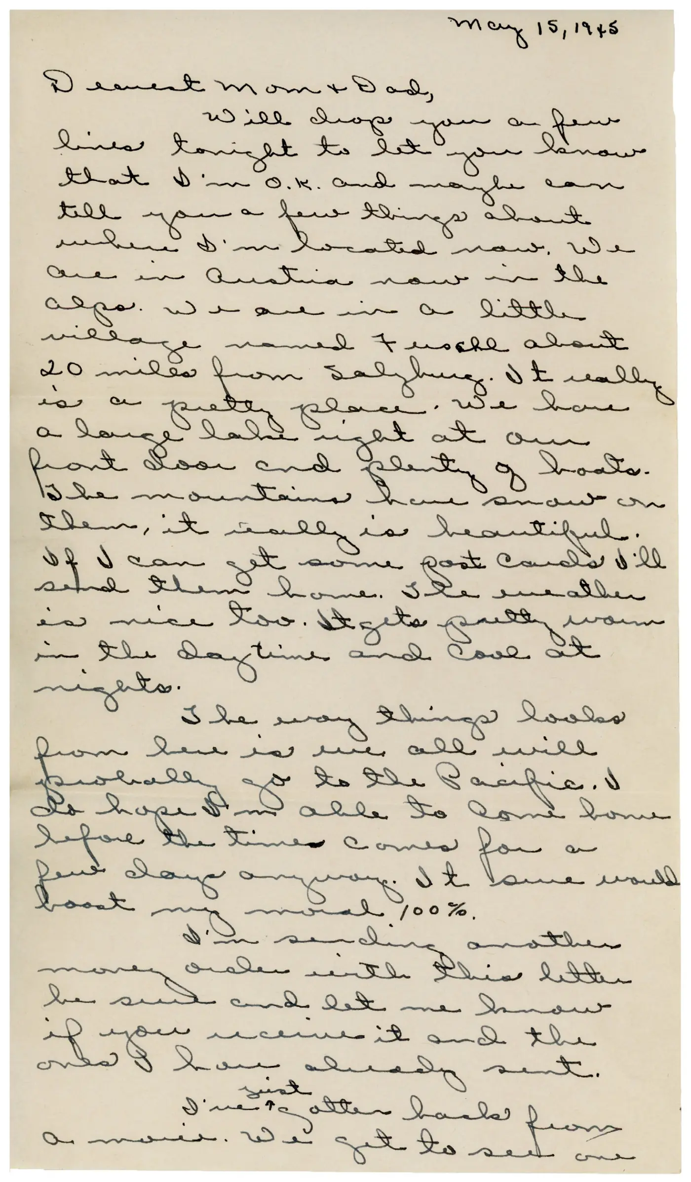 Handwritten letter, two pages