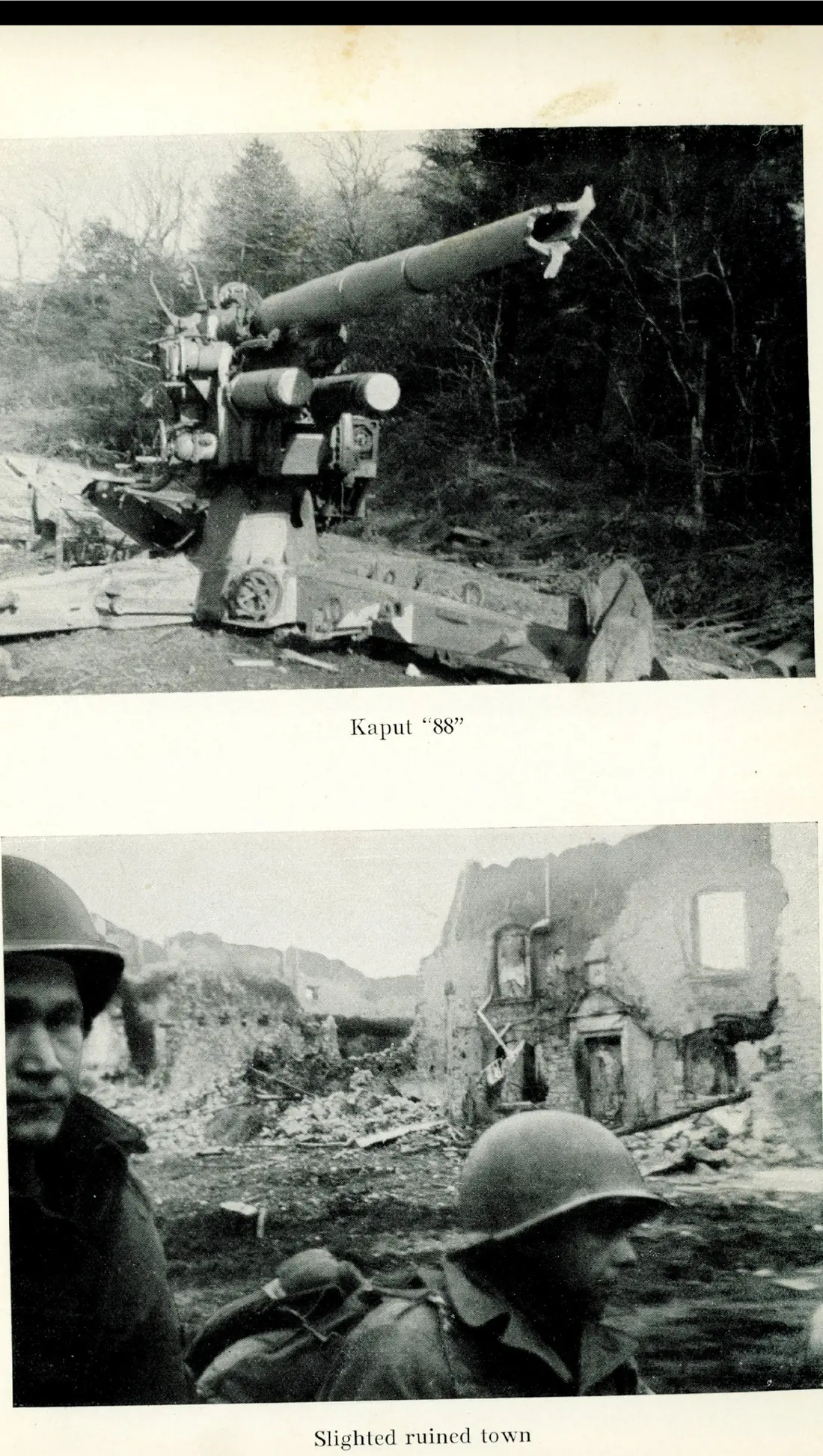A knocked-out German 88mm gun