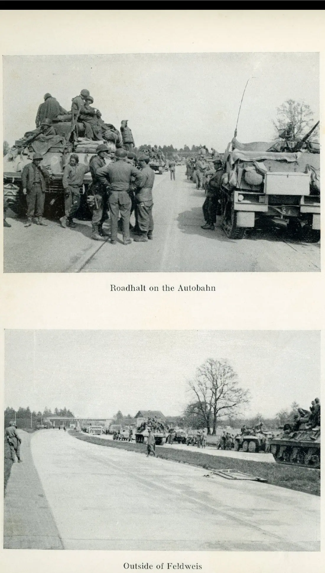 Tanks and vehicles halted at a roadblock on the Autobahn